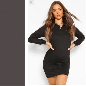 Boohoo Black Oversized Collar Dress size us 6